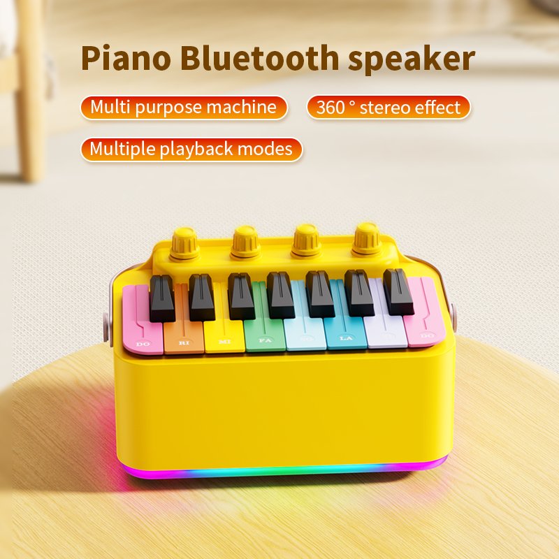 2024 Best Quality Kid's Gifts Mini Rechargeable Electronic Drum Piano Bluetooth Speaker With LED Flashing Light - QGeeM