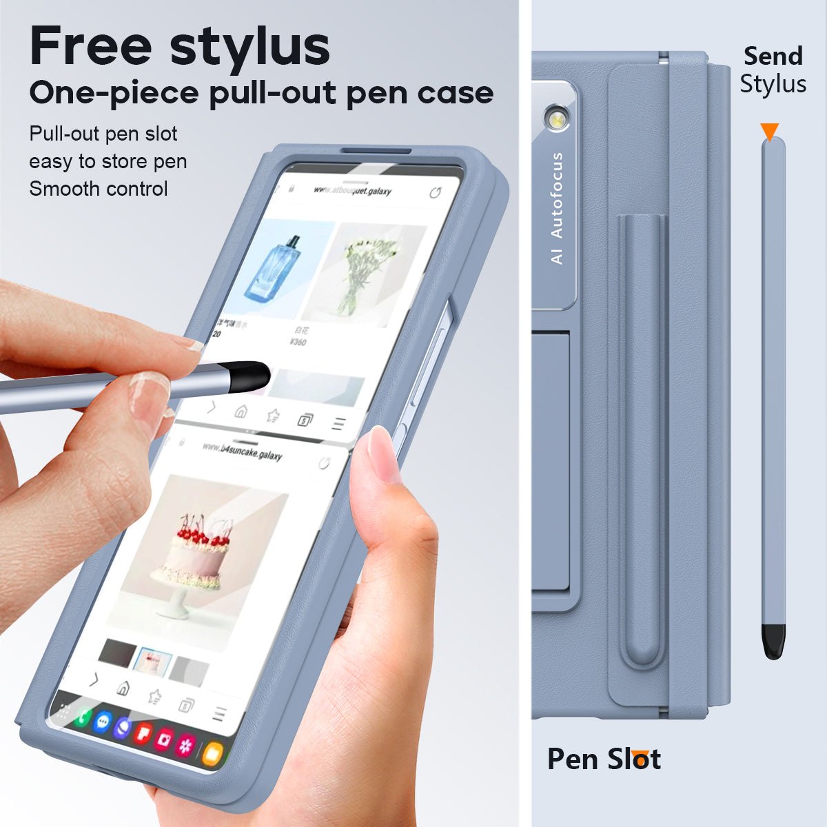 360 Full Protection Hinge Case for Samsung Galaxy Z Fold 6/5/4 Tempered Glass Film with Touch Pen Folding Cover Holder - QGeeM