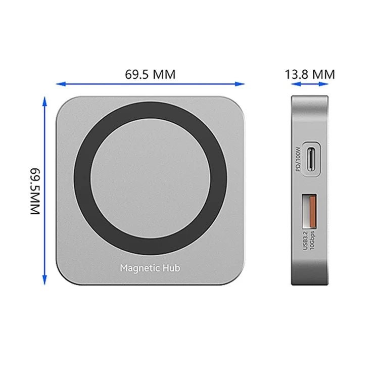 8 - IN - 1 Magnetic 2230 M.2 NVMe SSD Enclosure - 10Gbps USB - C 3.2 Gen2 to NVMe PCI - E, 100W Charger for iPhone15 Pro & MacBook - QGeeM