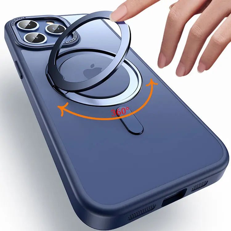 For iPhone 15 Phone Case with 360° Rotatable Magnetic Ring Stand [Compatible with Mag - Safe] [Military - Grade Protection] Translucent Back iPhone 15 Case 6.1" for Women /Men - QGeeM