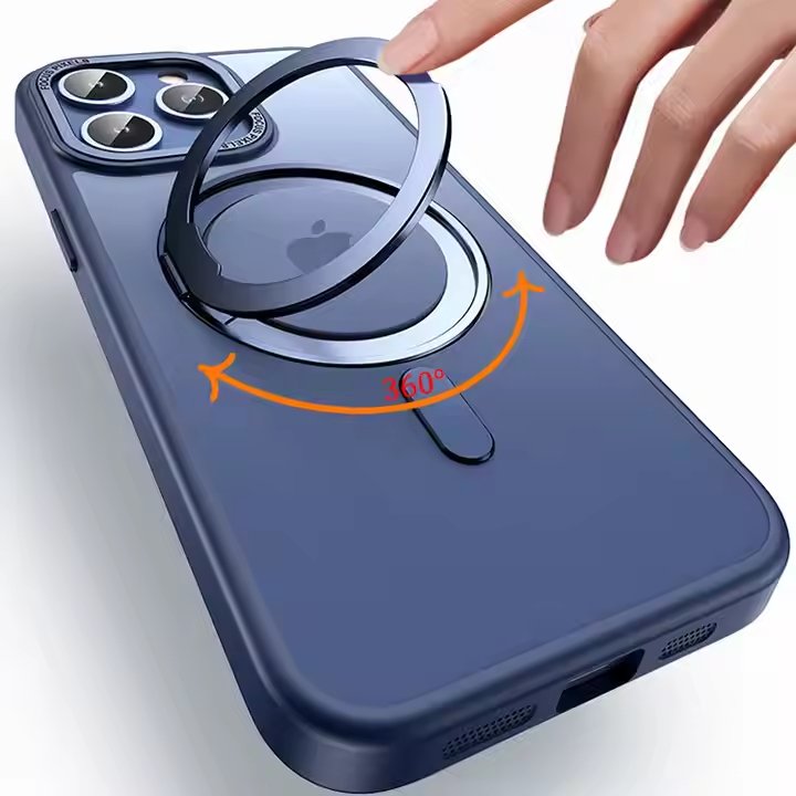 For iPhone 16 Pro Max Case with 360° Rotatable Magnetic Ring Stand | Compatible with Mag - Safe | Military - Grade Protection | Clear Magnetic Phone Case for 6.7" iPhone 15 Pro Max - QGeeM