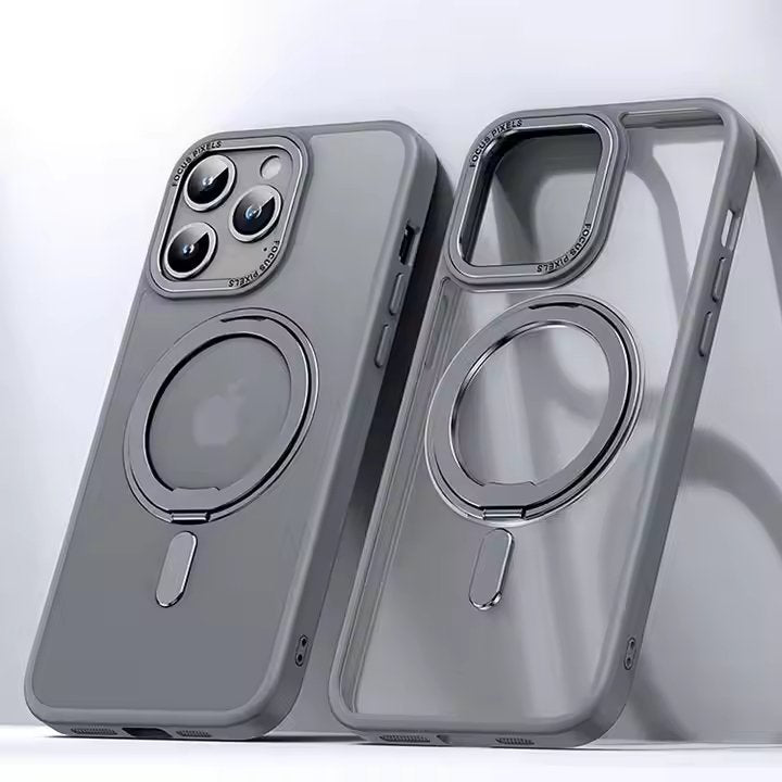 For iPhone 16 Pro Max Case with 360° Rotatable Magnetic Ring Stand | Compatible with Mag - Safe | Military - Grade Protection | Clear Magnetic Phone Case for 6.7" iPhone 15 Pro Max - QGeeM