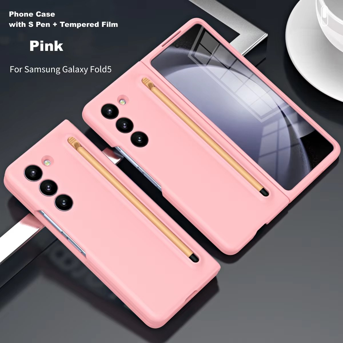 For Samsung Galaxy Z Fold 5 Case with S Pen, Food Grade Liquid Silicone Protective Fold 5 S Pen Case Slim Thin Phone Cover for Galaxy Z Fold 5 5G - QGeeM