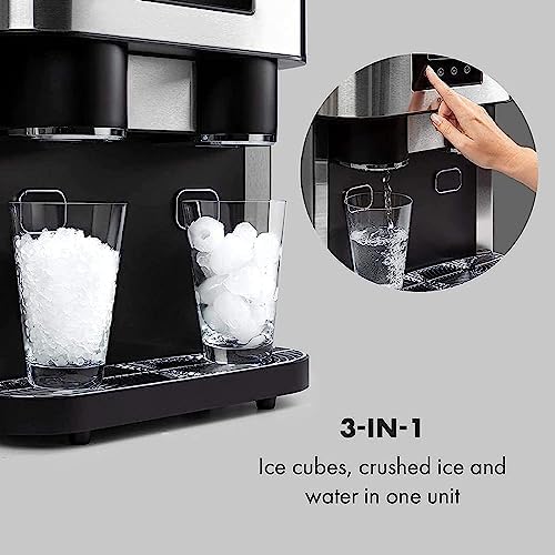 Household Ice Maker, Three - in - One Ice Maker, Ground Ice And Cold Water, 33 Pounds/24 Hours, 16 Pieces Made in 8 - 12 Minutes, Automatic/Manual Water Filling, Home Use - QGeeM