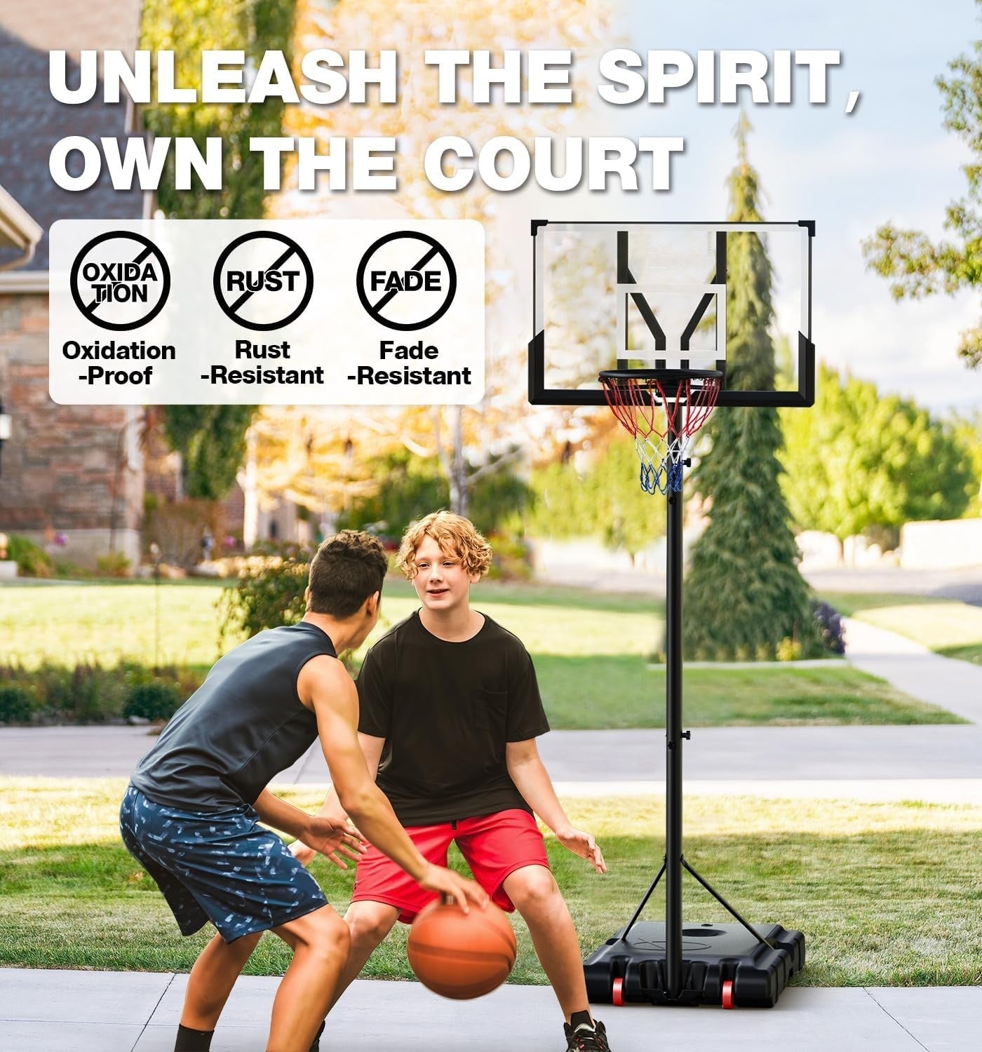 Portable Basketball Hoop System for Outdoor,Basketball Hoop, Adjustable Height 5.7 - 10ft 45in Backboard Basketball Goal for Kids,Teenagers and Adults - QGeeM