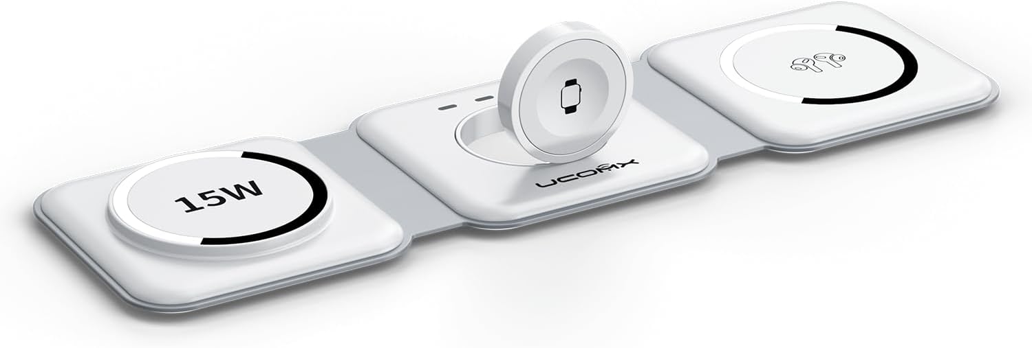 15W for Apple Magsafe,UCOMX Nano Pro 3 - in - 1 Wireless Charging Station - QGeeM