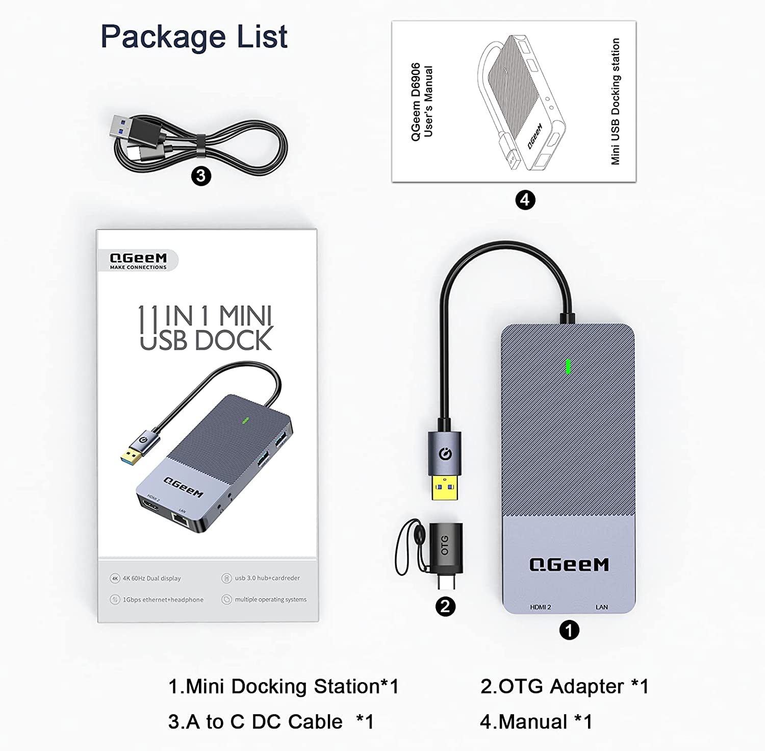 QGeeM 11-in-1 USB 3.0 Docking station - QGeeM