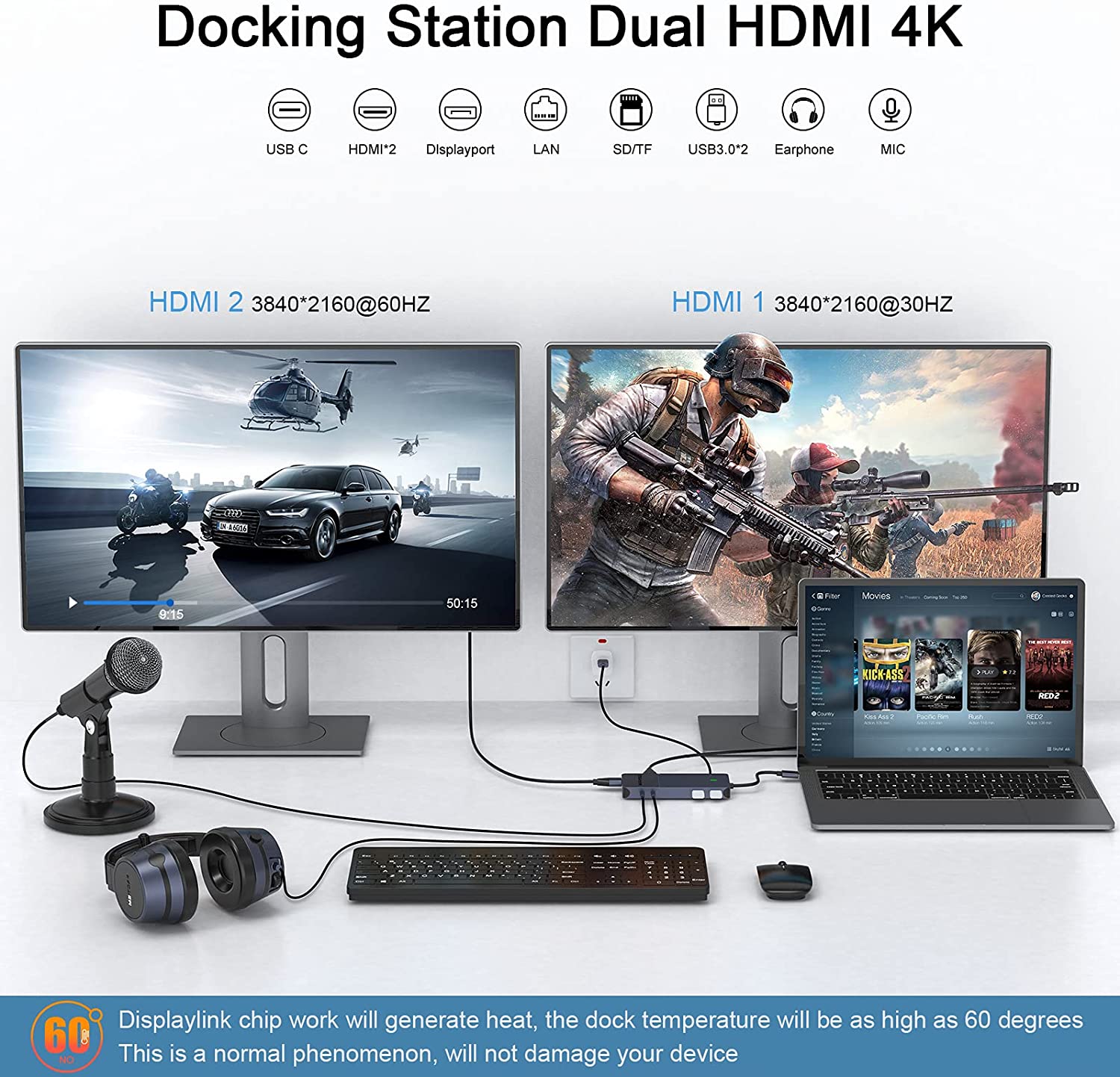 QGeeM 11-in-1 USB 3.0 Docking station - QGeeM