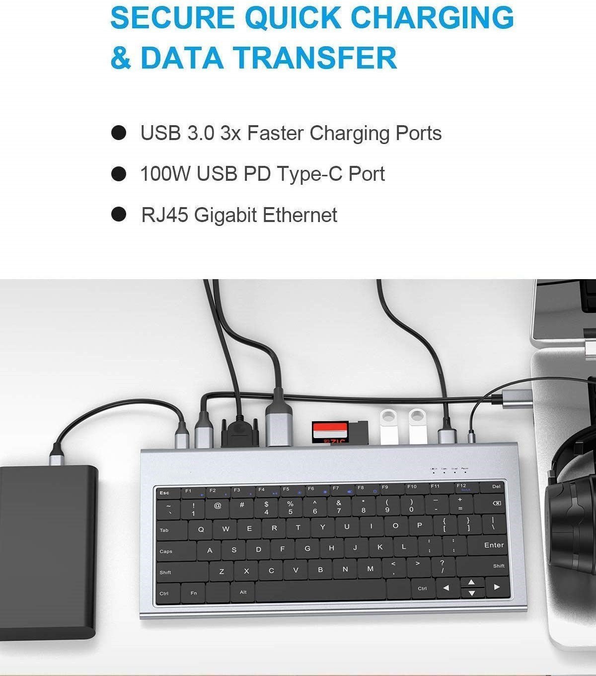 QGeeM 11-in-1 USB C/3.0 Hub with VGA