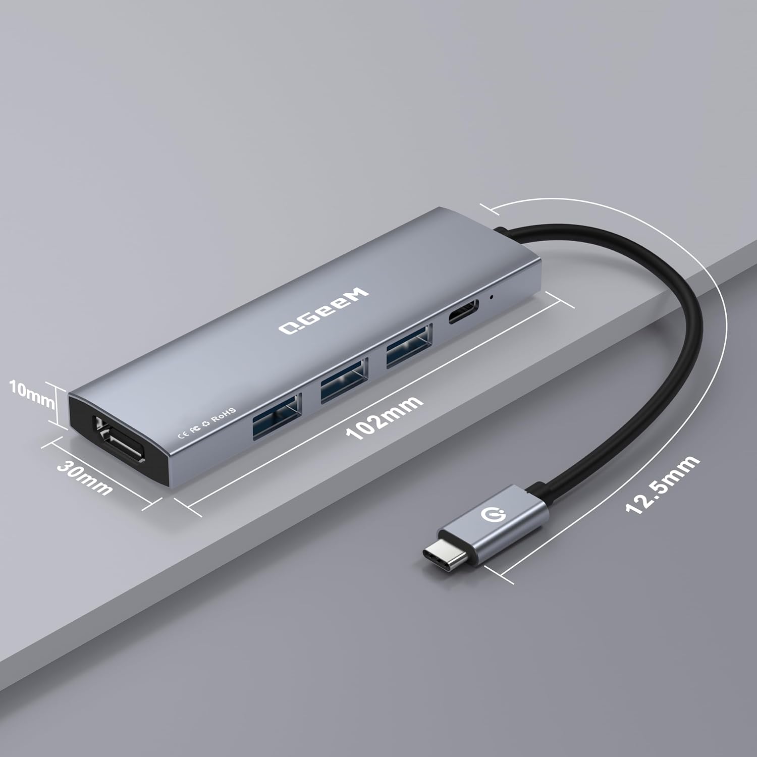 QGeeM 5 - in - 1 USB C HUB HDMI 4K@30HZ,100W fast charging,5Gbps high - speed data transfer USB - C HUB - QGeeM