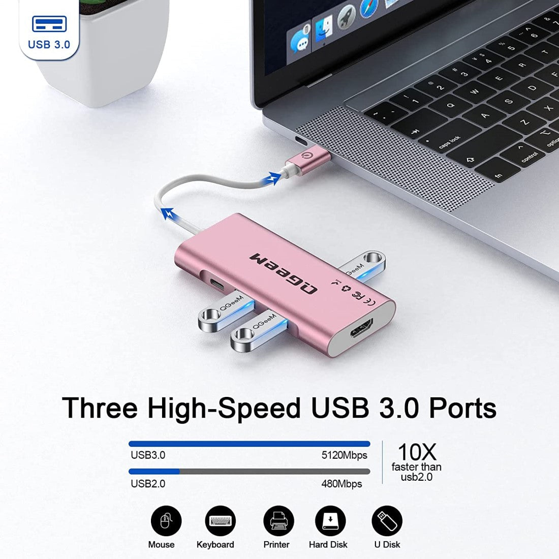 QGeeM 4-in-1 USB C Hub
