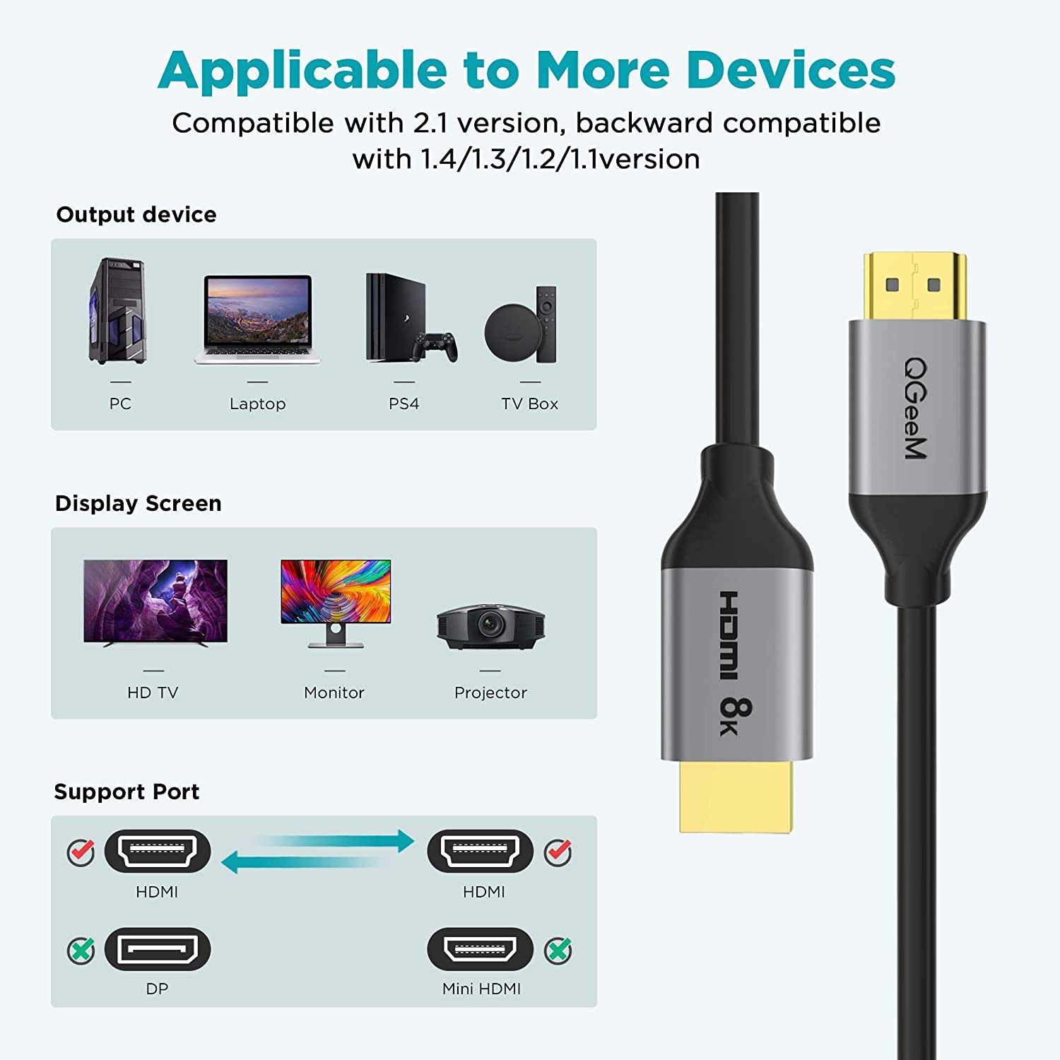 Adaptador hdmi 2.1 a fashion 2.0